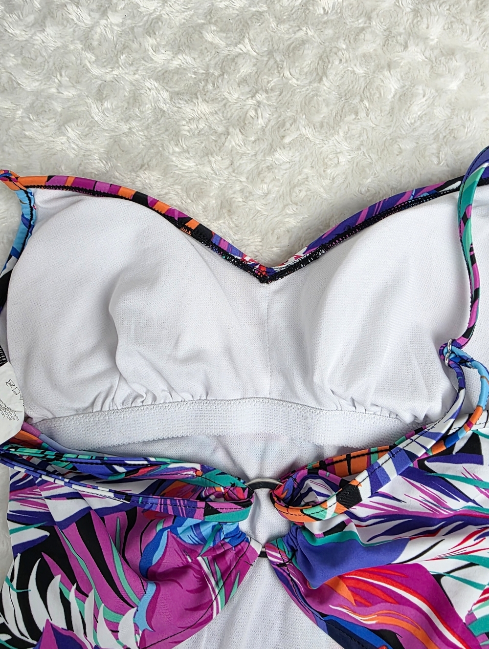 Aqua Green V-Neck Floral One Piece Swimsuit Size Medium - Picture 8 of 8